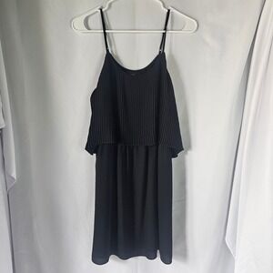 Mossimo Womens Black Pleated Tiered Chiffon Mini Dress Size S Adjustable Straps